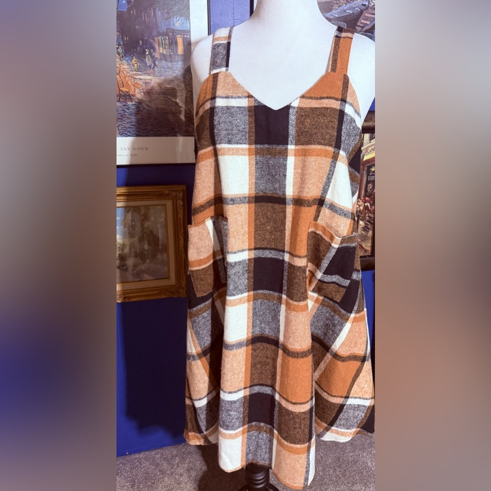 SHEIN Women's Plaid Mini Dress in Black, Brown, and White